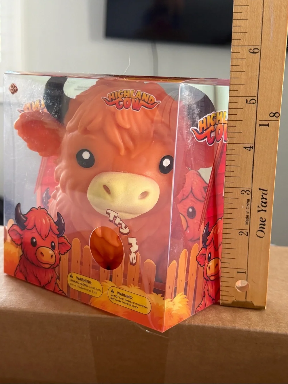New JUMBO Highland Cow Squeeze Toy - Orange Plush Bath